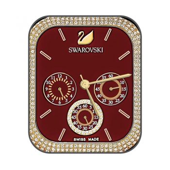 swarovski施华洛世奇酒红金边钻石镶嵌三盘高级奢华表盘.clock