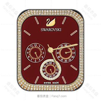 swarovski施华洛世奇酒红金边钻石镶嵌三盘高级奢华表盘.clock