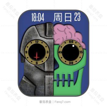赛泰克CYBO RT半脸骷髅裸脑插画表盘.clock