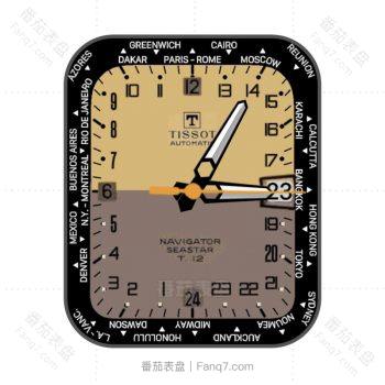 tissot天梭花里胡哨黑土黄棕表盘.clock