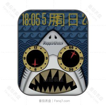 墨蓝海蓝波纹章鱼双盘大眼奇特表盘.clock