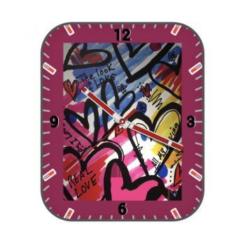 爱的涂鸦插画玫红色表盘.clock