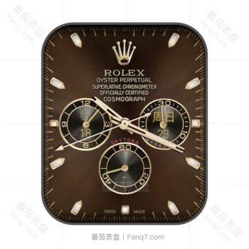 ROLEX棕色复古三盘高级表盘.clock