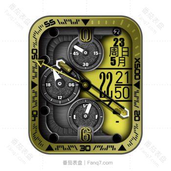 酷黑黄三盘数字表盘.clock