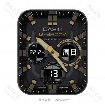 CASIO G-SHOCK 卡西欧黑金三盘酷表盘.clock