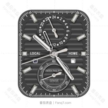 partek philippe百达翡丽黑银双盘表盘.clock