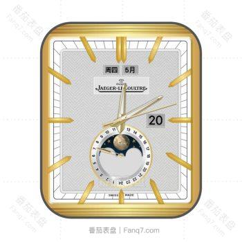 JAEGER LECOUTRE积家黄金灰银圆盘月相表盘.clock