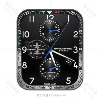 欧米茄OMEGA三小盘黑色表盘蓝色秒针.clock