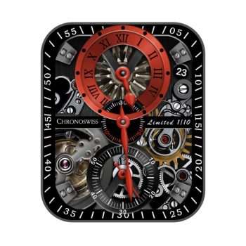 CHRONOSWISS黑色机械表盘红大盘双小盘.clock