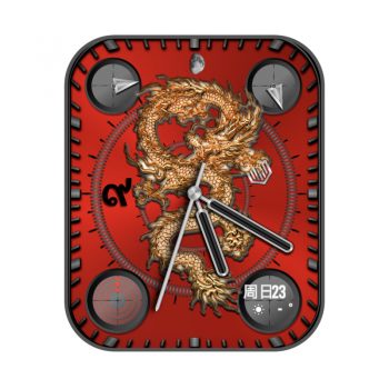 国潮风中国黄金龙红色表盘.clock