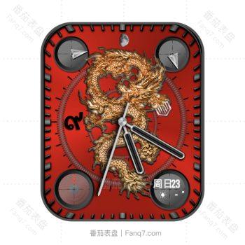 国潮风中国黄金龙红色表盘.clock