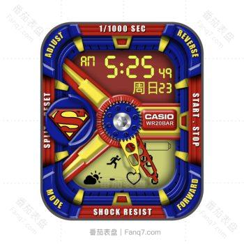 卡西欧CASIO-BABY-G正义联盟超人表盘蓝红色.clock