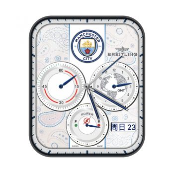 百年灵BREITLING曼城新队徽城市勋章蓝白印花外圈测速仪.clock