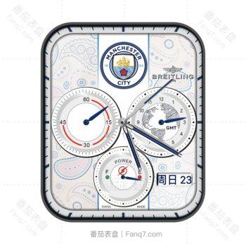 百年灵BREITLING曼城新队徽城市勋章蓝白印花外圈测速仪.clock