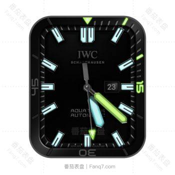 万国表IWC海洋时计系列黑色表盘淡蓝绿荧光刻度指针.clock