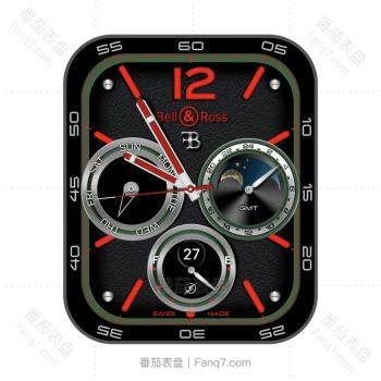 bell & ross 柏莱士酷黑红三盘数字仪表表盘.clock