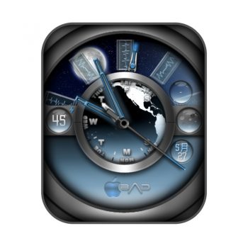 蓝黑地球动态旋转高级表盘.clock