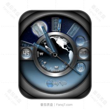 蓝黑地球动态旋转高级表盘.clock