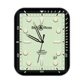 bell & ross 柏莱士黑边方形淡绿圆时刻简约表盘.clock