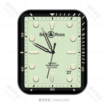 bell & ross 柏莱士黑边方形淡绿圆时刻简约表盘.clock