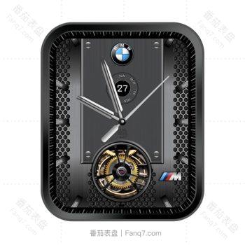 BMW宝马汽车logo标志陀飞轮黑灰拉丝蜂窝表盘.clock