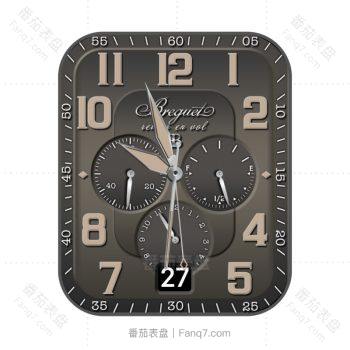 宝玑Breguet棕色三盘大字时刻表盘.clcok