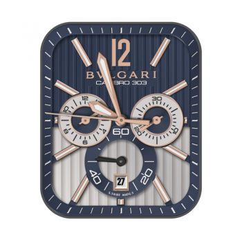 宝格丽BVLGARI三盘蓝浅橙竖格表盘.clock