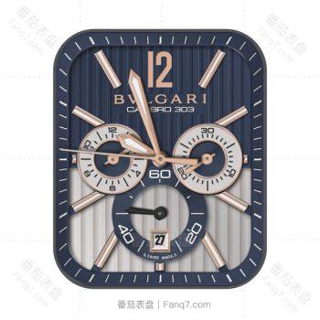 宝格丽BVLGARI三盘蓝浅橙竖格表盘.clock