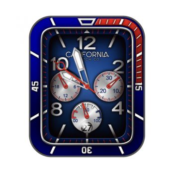 CALIFORNIA蓝红三盘金属拉丝表盘.clock