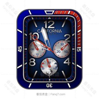 CALIFORNIA蓝红三盘金属拉丝表盘.clock