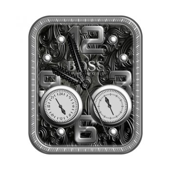 BOSS灰银浮雕漩涡状双盘表盘.clock