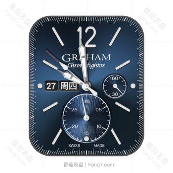 GRAHAM格林汉姆深蓝双盘圆形拉丝高级格调表盘.clock