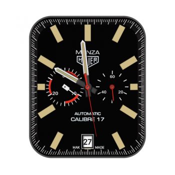 TAG Heuer泰格豪雅黑底浅黄红简单表盘.clock