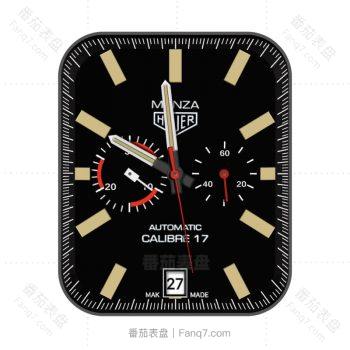 TAG Heuer泰格豪雅黑底浅黄红简单表盘.clock