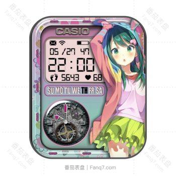 CASIO卡西欧数字仪表+陀飞轮漫画少女动态表盘.clock
