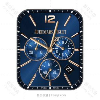 AUDEMARS PIGUET爱彼高级蓝金轻奢三盘格调表盘.clock
