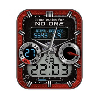 电台数字黑红双盘金属表盘.clock