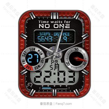 电台数字黑红双盘金属表盘.clock