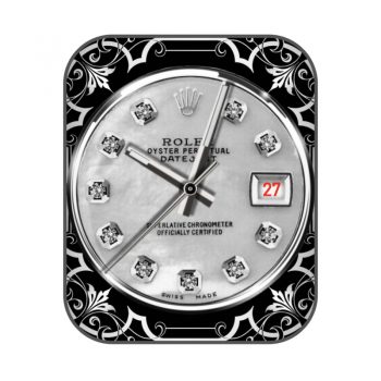 ROLEX劳力士银色金属钻石花纹表盘.clock