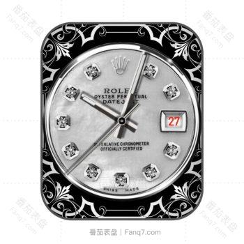 ROLEX劳力士银色金属钻石花纹表盘.clock