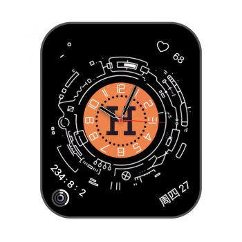 HERMES爱马仕黑橙大logo标志动态旋转(非无缝循环)表盘.clock