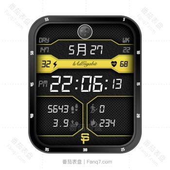 酷黑栅格亮黄数据电子表盘.clock