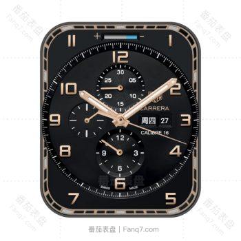 TAG HEUER泰格豪雅酷黑金大圆三盘表盘.clock