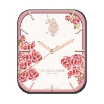 u·s polo ass 白底粉红花朵表盘.clock