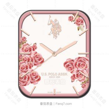 u·s polo ass 白底粉红花朵表盘.clock