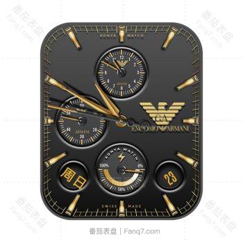 阿玛尼FMPORIO ARMANI炫酷黑表盘黄金刻度标识.clock