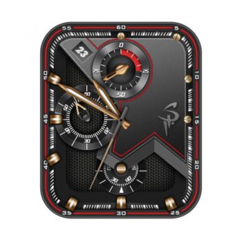 碳黑色表盘红小边小三盘.clock