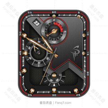 碳黑色表盘红小边小三盘.clock