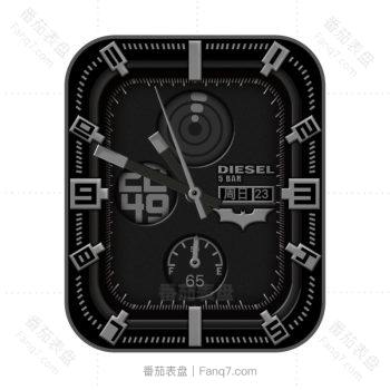 DIESEL迪赛炫酷黑表盘带日历三表盘外测速圈.clock
