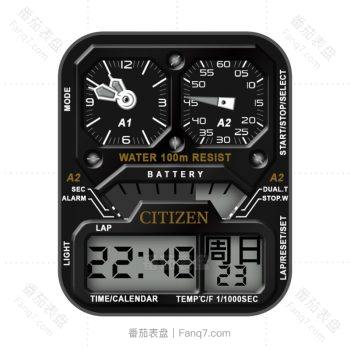 西铁城CITIZEN黑色表盘炫酷五小盘.clock